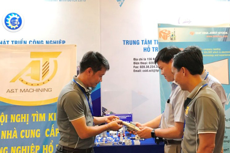 Một gian h&agrave;ng của doanh nghiệp c&ocirc;ng nghiệp hỗ trợ trong nước tham gia SFS2019.