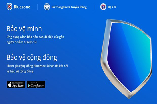 Giao diện ứng dụng Bluezone.