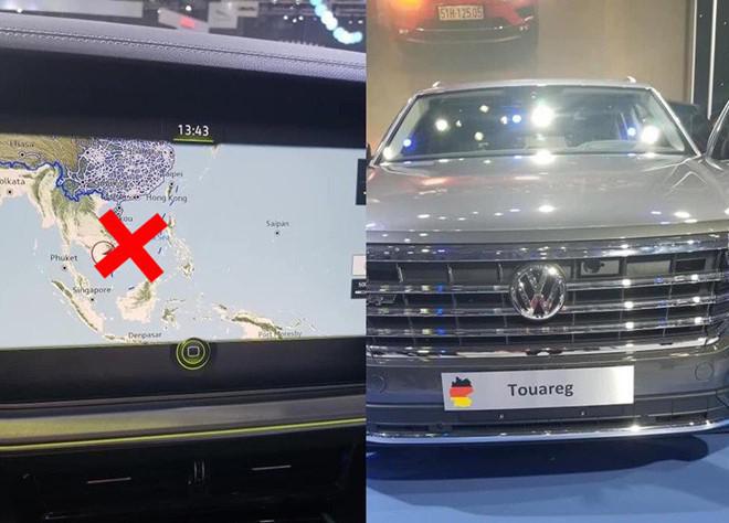 Bản đồ có hình "đường lưỡi bò" xuất hiện trên xe Volkswagen Touareg trưng bày tại một triển lãm ở TP HCM vào tháng 11/2019.