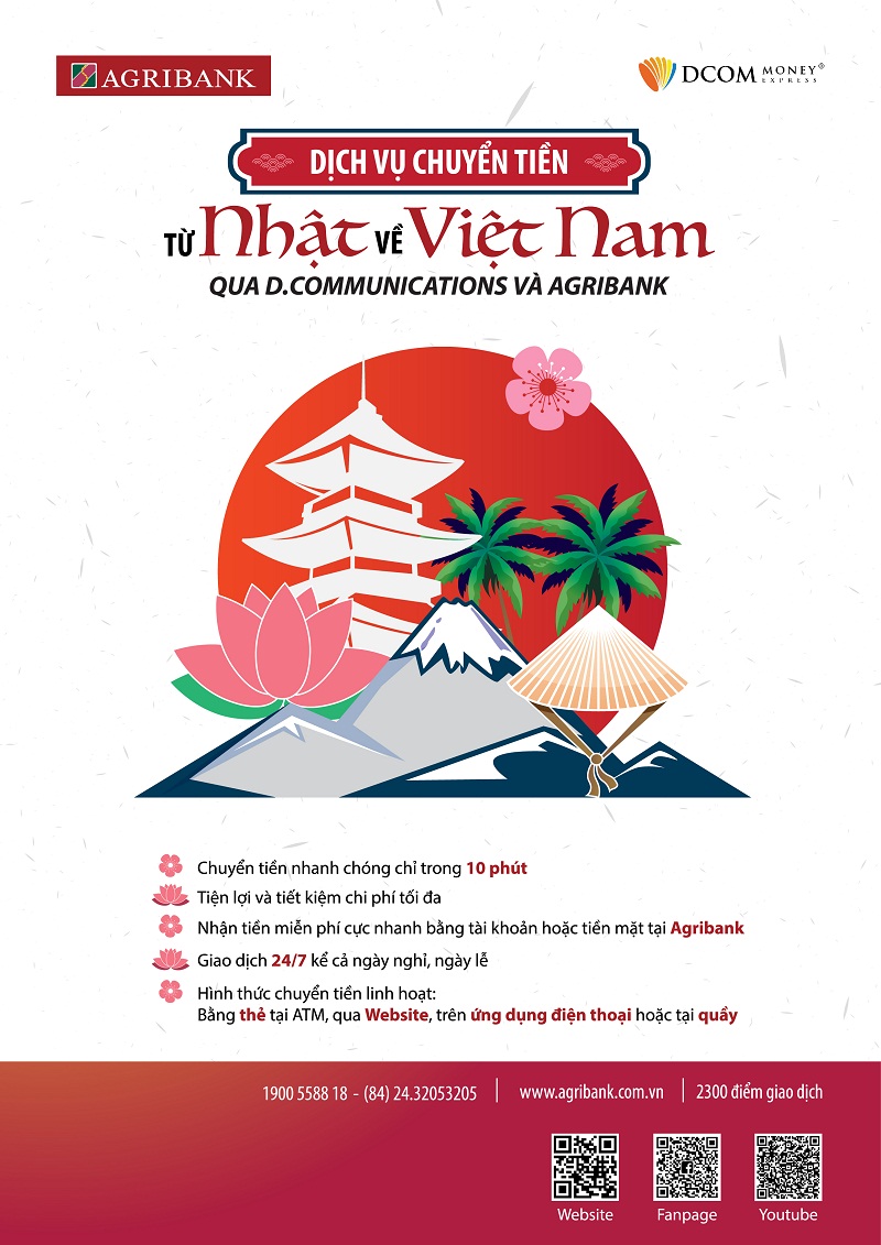 Chuyển tiền từ Nhật Bản về Việt Nam nhận tại Agribank chỉ trong 10 ph&uacute;t.