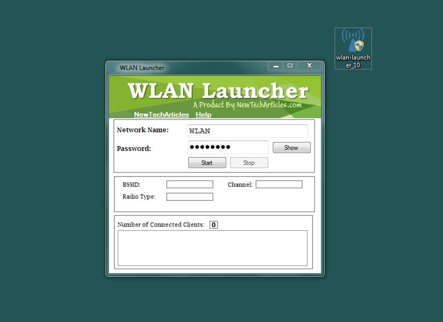 Phần mềm phát wifi Wlan launcher.