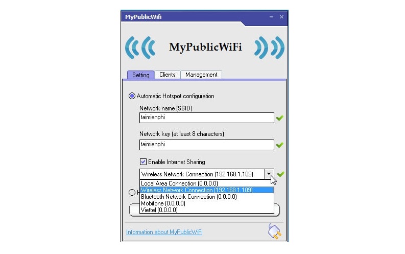 Cách sử dụng MyPublicWiFi.