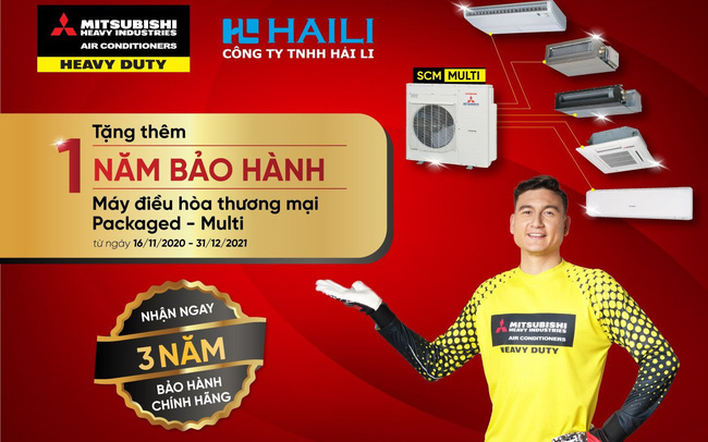 Tặng thêm 1 năm bảo hành điều hòa thương mại Mitsubishi Heavy.