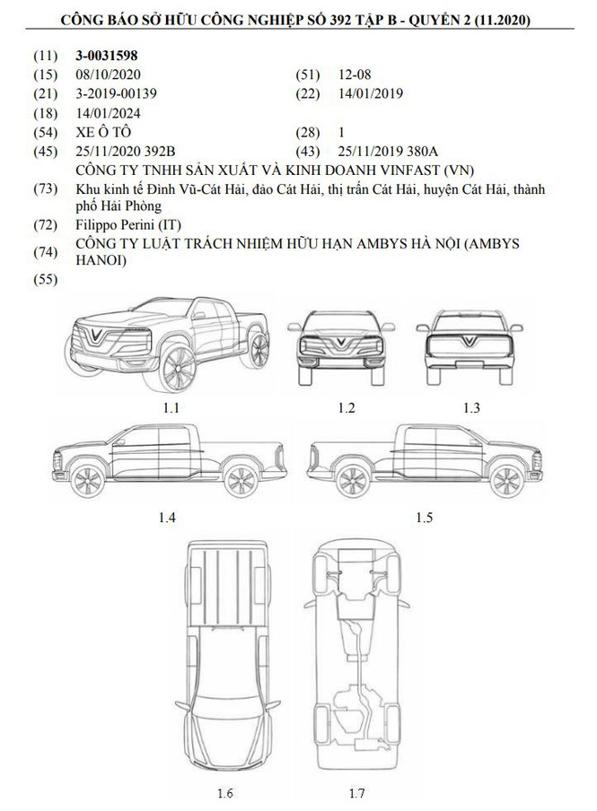 Bản ph&aacute;c họa sơ lược của mẫu b&aacute;n tải Vinfast.