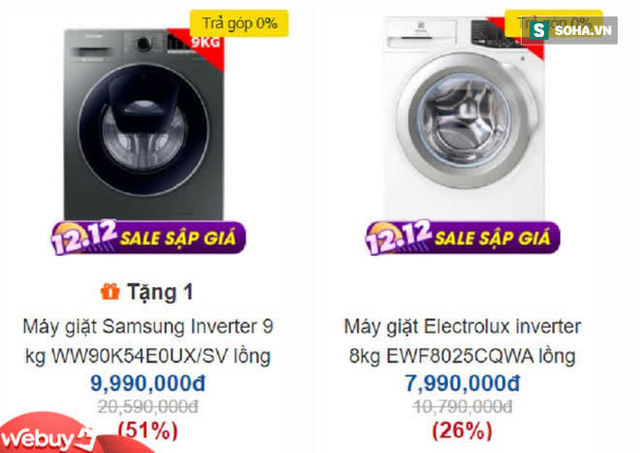 Máy giặt lồng ngang Electrolux, Samsung, LG... ngày càng rẻ, nhiều mẫu giảm sốc 50% về còn 5 triệu đồng.