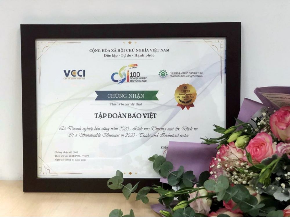 Tập đoàn Bảo Việt: Top 10 doanh nghiệp bền vững nhất Việt Nam 5 năm liên tiếp.
