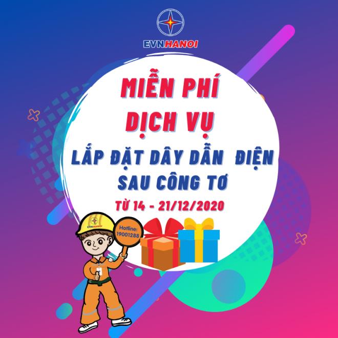 EVNHANOI - Miễn ph&iacute; dịch vụ lắp đặt d&acirc;y dẫn điện sau c&ocirc;ng tơ th&aacute;ng Tri &acirc;n kh&aacute;ch h&agrave;ng.