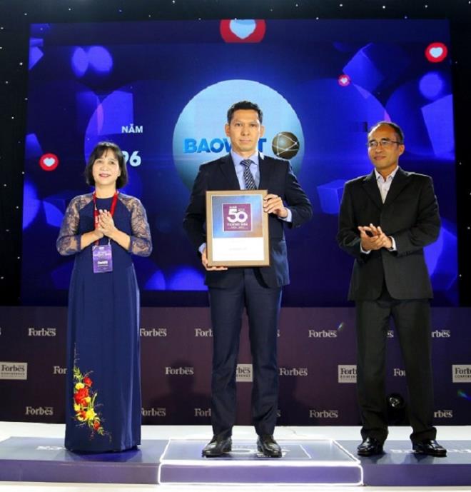 Trong 5 nãm liên tiếp, Bảo Việt được Forbes bình chọn trong danh sách Top 50 thương hiệu dẫn đầu.