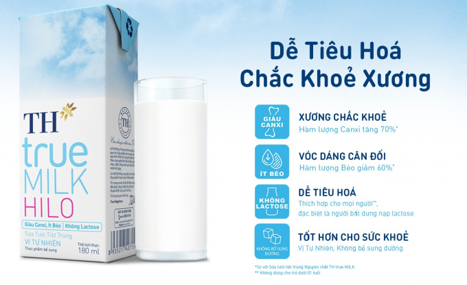 Những ưu điểm vượt trội trên được tích hợp trong cùng một sản phẩm sữa lần đầu tiên có mặt tại Việt Nam: Sữa tươi tiệt trùng vị tự nhiên TH true MILK HILO.