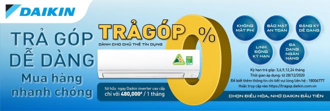 Chương tr&igrave;nh trả g&oacute;p 0% do Daikin Việt Nam trực tiếp hỗ trợ.