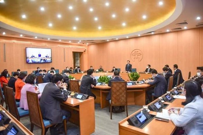 Cuộc họp Ban Chỉ đạo ph&ograve;ng chống dịch COVID-19 TP. H&agrave; Nội chiều 15/2.