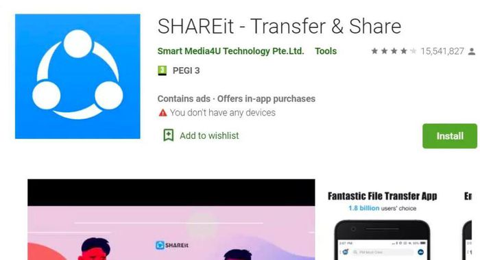 SHAREit là ứng dụng ch phép chuyển video, tệp tin và ứng dụng từ một thiết bị sang một thiết bị khác trên cả Android, iOS và PC.