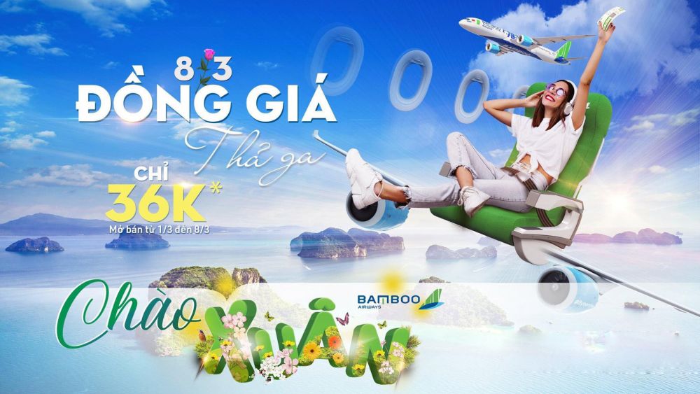 Đồng giá vé 36.000 đồng - Bamboo Airways mừng ngày 8/3.