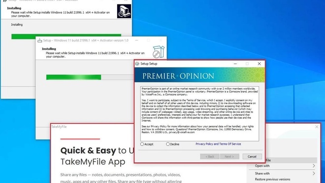 Ứng dụng giả mạo bộ cài đặt Windows 11 để chèn mã độc vào máy tính. Ảnh chụp màn hình: Kaspersky.
