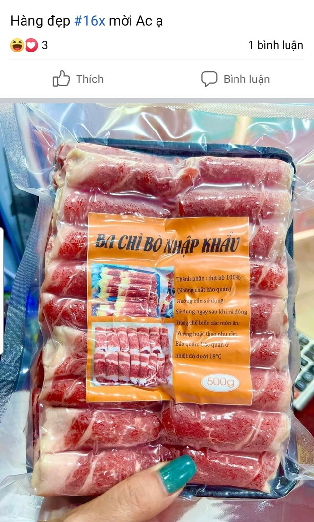 Các loại thịt bò được rao bán cũng không có thông tin nhà sản xuất, công ty phân phối