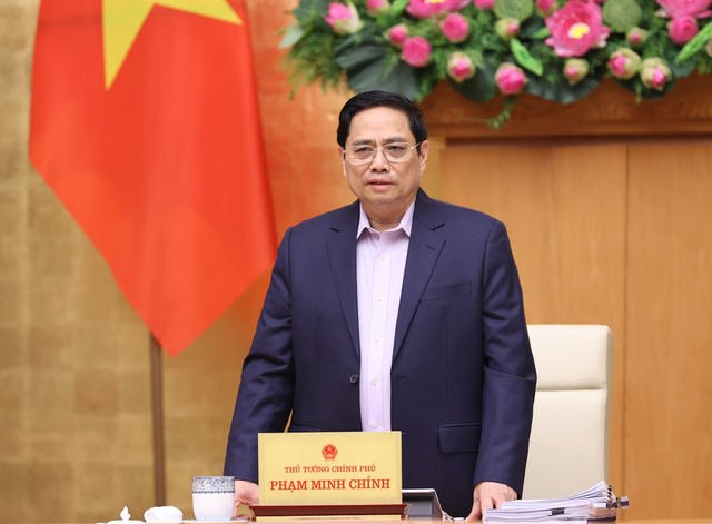 Thủ tướng Phạm Minh Ch&iacute;nh ph&aacute;t biểu khai mạc phi&ecirc;n họp Ch&iacute;nh phủ chuy&ecirc;n đề về x&acirc;y dựng ph&aacute;p luật lần thứ 2 trong năm 2022. Ảnh: VGP/Nhật Bắc