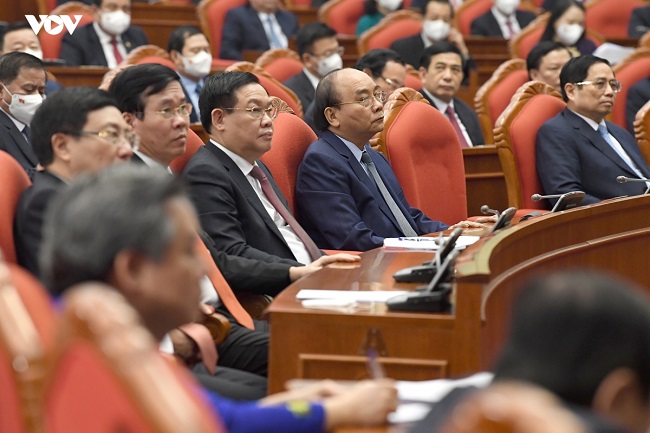 Các đại biểu dự Hội nghị Trung ương 4 khóa XIII (tháng 10/2021)