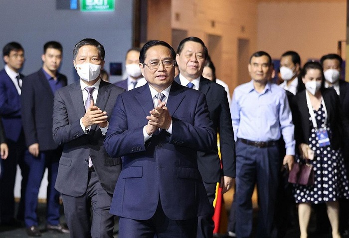 Thủ tướng Phạm Minh Chính dự Diễn đàn Kinh tế Việt Nam lần thứ tư. Ảnh: TTXVN