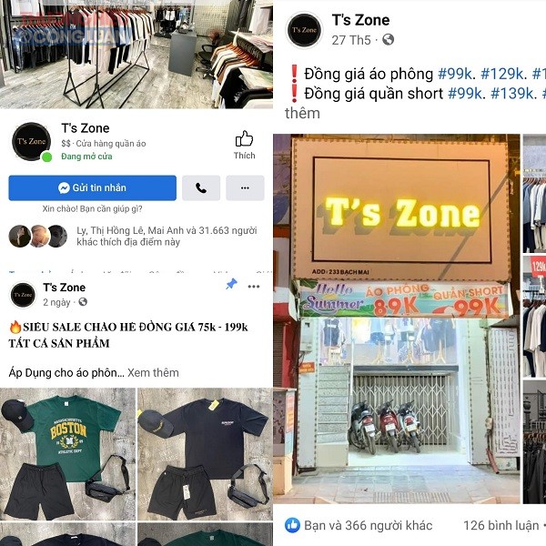 Hệ thống thời trang T's Zone đẩy mạnh quảng cáo trên nền tảng mạng xã hội Facebook.