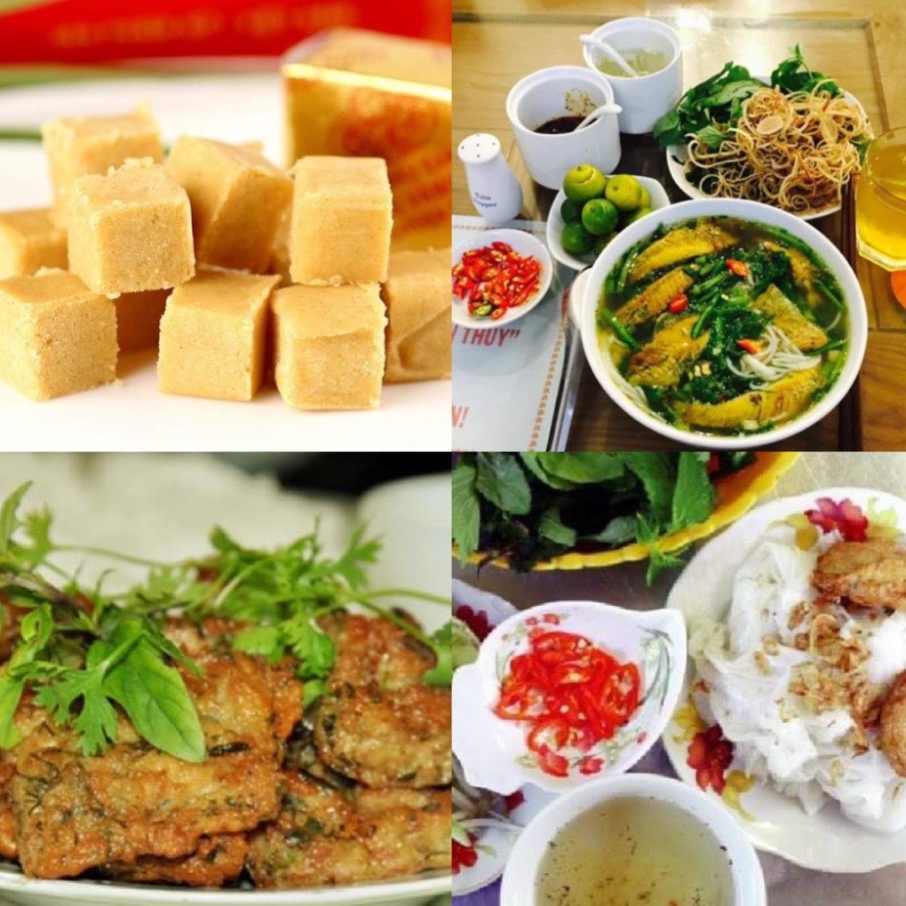 4 món ăn: bánh đậu xanh, bún cá rô đồng, chả rươi (huyện Tứ Kỳ) và bánh cuốn (TP Hải Dương).
