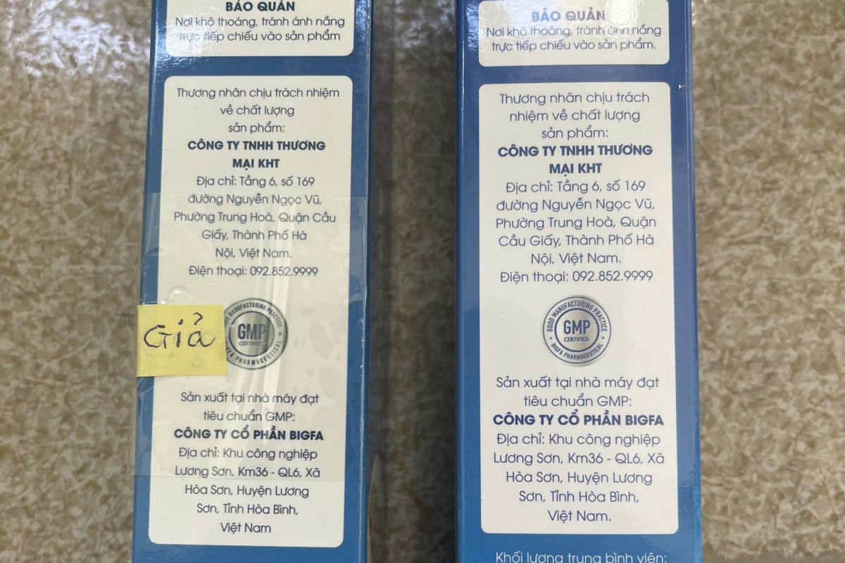 Viên sủi an thần giả mạo về tên, địa chỉ của doanh nghiệp sản xuất, doanh nghiệp phân phối sản phẩm, giả mạo mã số đăng ký lưu hành sản phẩm của Công ty TNHH thương mại KHT.