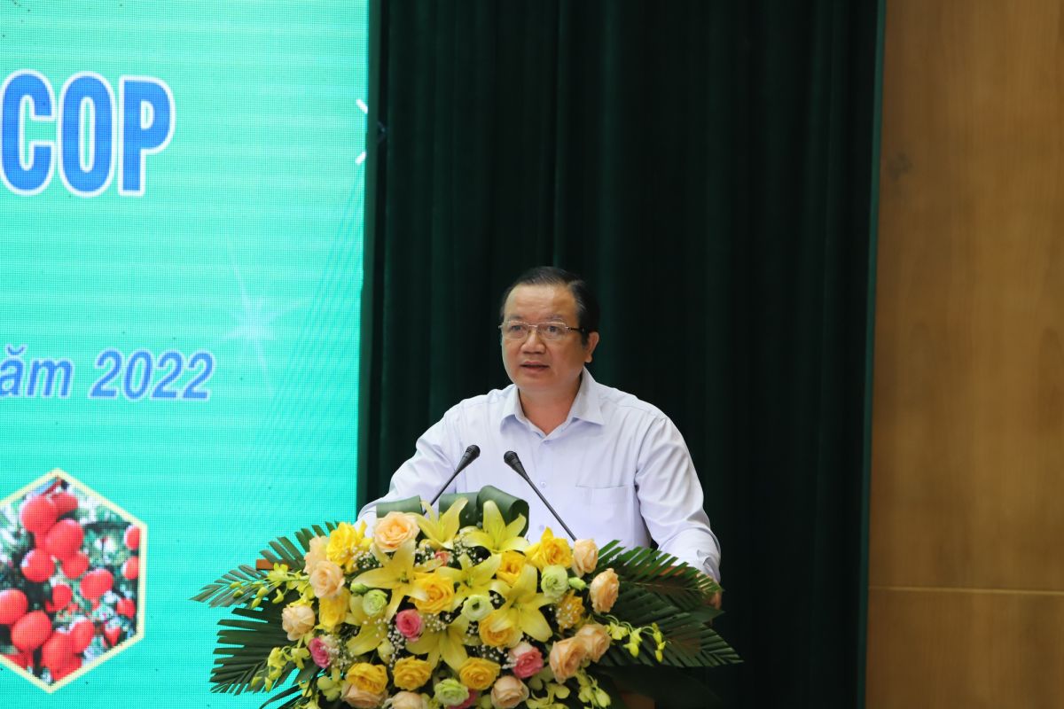 Ông Lê Bá Thành, Phó Giám đốc Sở NN&PTNT tỉnh Bắc Giang báo cáo tại Hội thảo.
