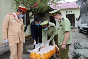 Lạng Sơn: Sử dụng biển số xe giả để vận chuyển 2,5 tấn nầm lợn đã biến chất