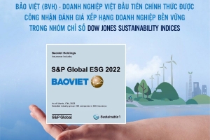 Bảo Việt - Doanh nghiệp Việt đầu tiên được công nhận đánh giá xếp hạng doanh nghiệp bền vững trong nhóm Chỉ số Dow Jones Sustainability Indices