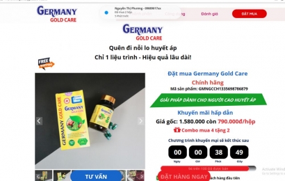 Cảnh báo về thông tin quảng cáo thực phẩm bảo vệ sức khỏe Germany Gold Care trên một số website