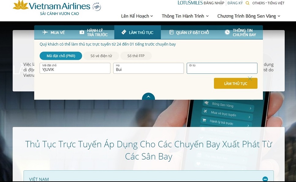 Triển khai dịch vụ làm thủ tục trực tuyến từ sân bay Cát Bi