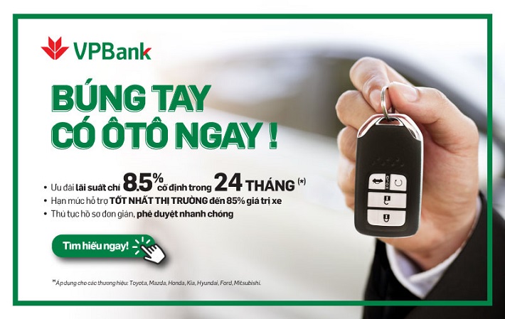 Mua ô tô với gói vay hấp dẫn từ VPBank