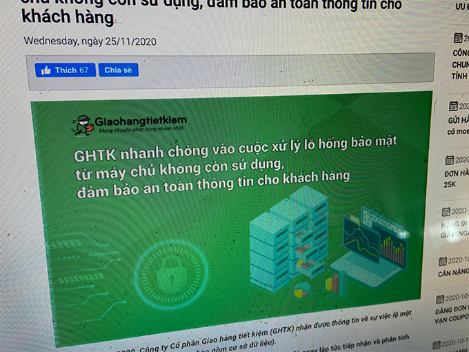 Giao Hàng Tiết Kiệm bị hacker tấn công và bán dữ liệu
