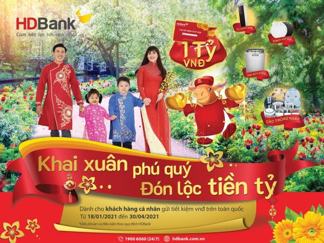 Gửi tiết kiệm ở HDBank có cơ hội trúng ngay 1 tỷ đồng