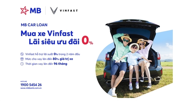 Mua xe Vinfast với lãi suất vay ưu đãi 0% của MB