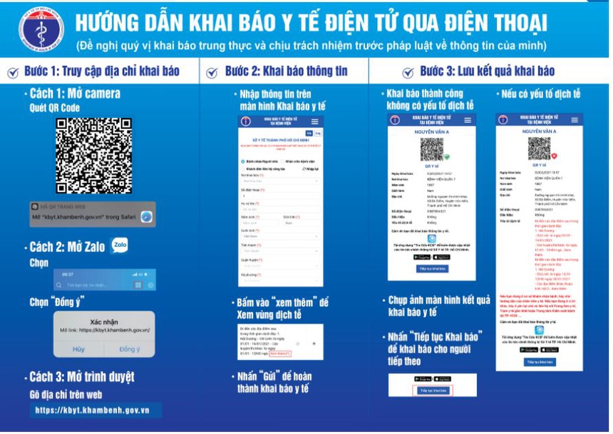 Dùng Zalo quét mã QR để khai báo y tế điện tử tại bệnh viện