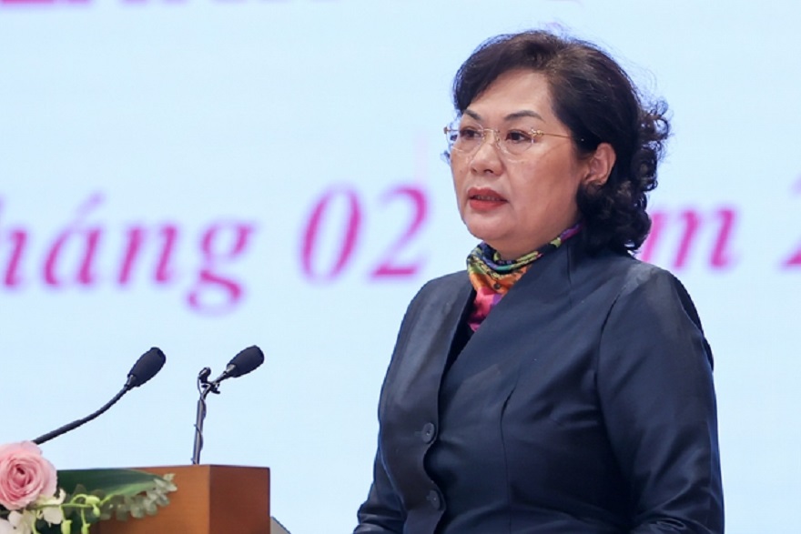 Thống đốc NHNN Nguyễn Thị Hồng phát biểu tại hội nghị.