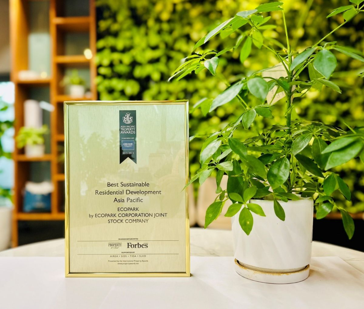 Ecopark đạt giải thưởng Khu đô thị bền vững xuất sắc nhất châu Á năm 2022.