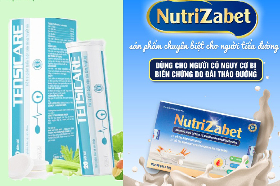 Cảnh báo thực phẩm bảo vệ sức khỏe Nutrizabet và Tensicare vi phạm quảng cáo.