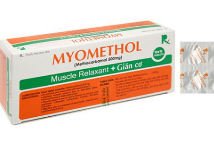 Thuốc Myomethol (Methylcarbamol 500mg) do Công ty RX. Manufacturing Co., Ltd (Thái Lan) sản xuất.