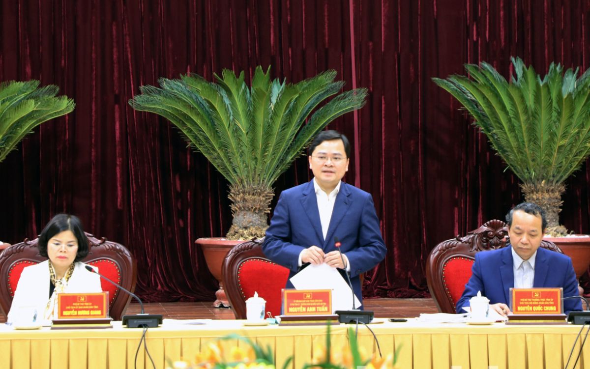 Bí thư Tỉnh ủy Nguyễn Anh Tuấn phát biểu tại Hội nghị lần thứ 16 BCH Đảng bộ tỉnh Bắc Ninh Khóa XX.