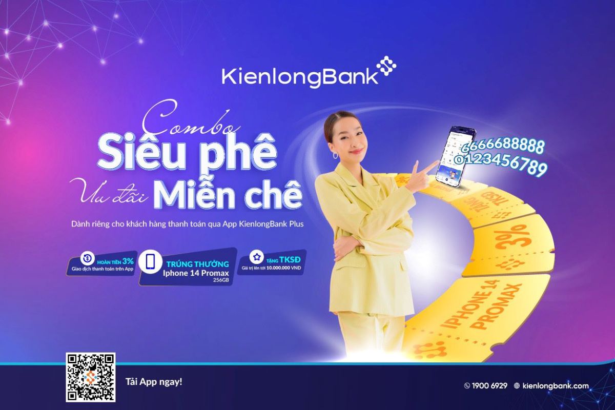 Nhận ưu đãi kép khi giao dịch trên ứng dụng KienlongBank Plus