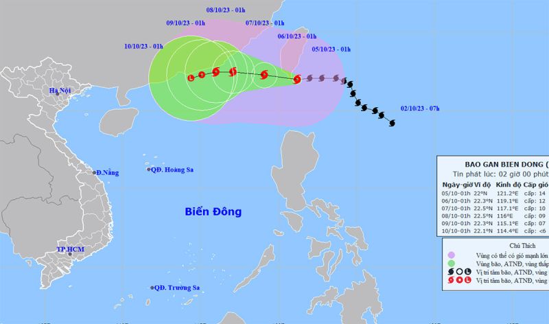 Bão Koinu đang tiến nhanh vào Biển Đông
