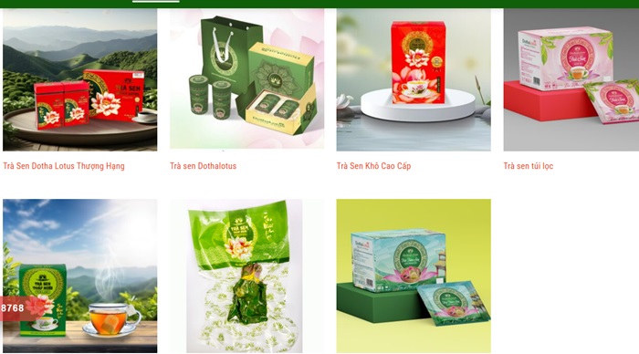 Một số sản phẩm trà sen của Công ty Trách nhiệm hữu hạn sản xuất và thương mại Hương Sen Đồng Tháp (Ảnh: KT)