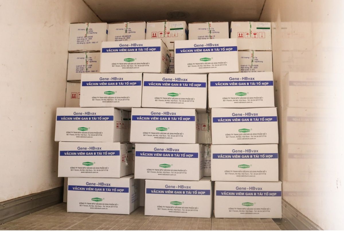 Vaccine viêm gan B tái tổ hợp vận chuyển vào kho Quốc gia để phân bổ, vận chuyển đến các khu vực phục vụ tiêm chủng mở rộng