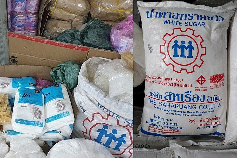 Đường lậu mang nhãn hiệu Thái Lan không rõ nguồn gốc xuất xứ tràn lan thị trường tiêu dùng.