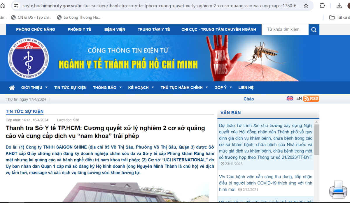 Xử phạt 02 phòng khám cung cấp dịch vụ nam khoa trái phép tại TP. Hồ Chí Minh