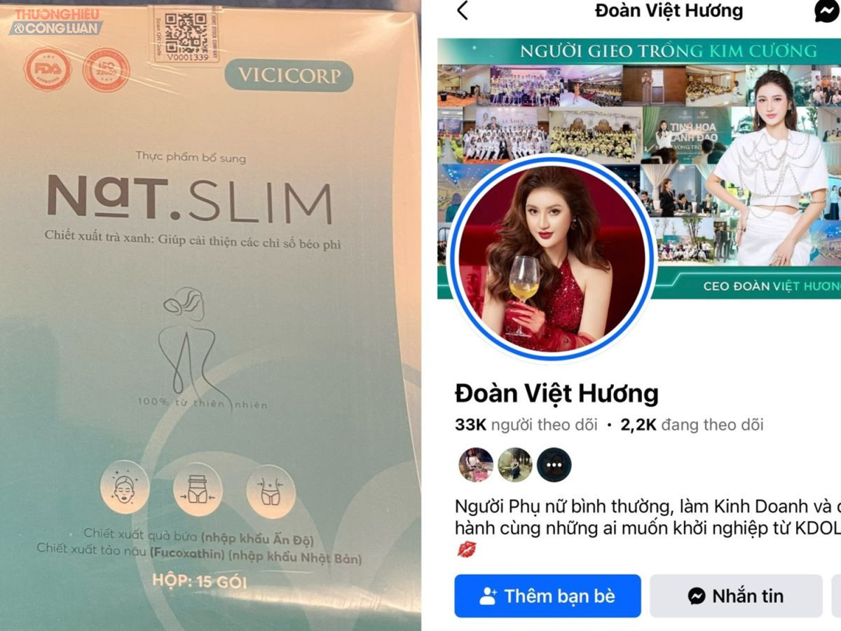 Sản phẩm thực phẩm bổ sung NA.SLIM do tài khoản facebook Đoàn Việt Hương - người giới thiệu là Giám đốc điều hành VICICORP bán cho PV