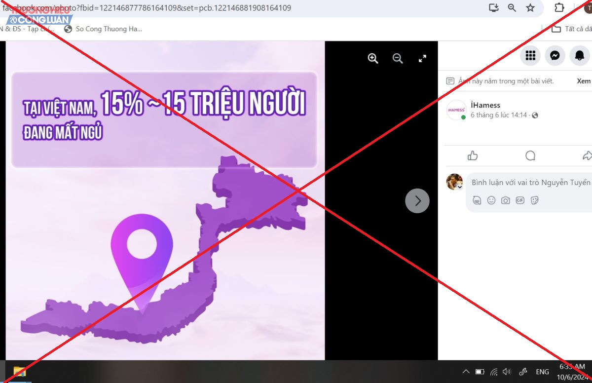 Hình ảnh được đăng tải trên fanpage có tên iHamess sử dụng bản đồ Việt Nam không có quần đảo Hoàn Sa - Trường Sa