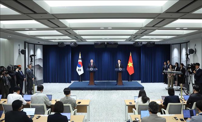 Tổng Bí thư Tô Lâm và Tổng thống Hàn Quốc Lee Jae Myung gặp gỡ báo chí