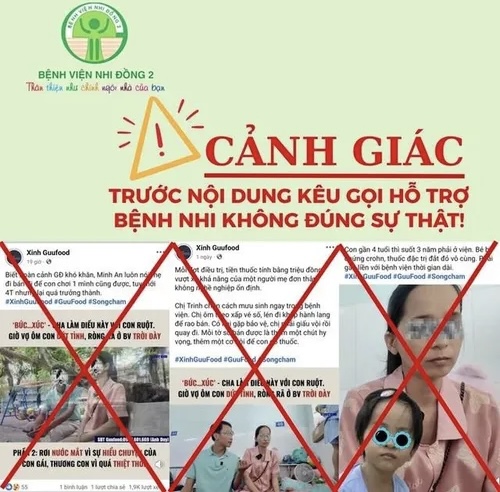 Bệnh viện Nhi Đồng 2 cảnh báo giả mạo kêu gọi từ thiện trên mạng